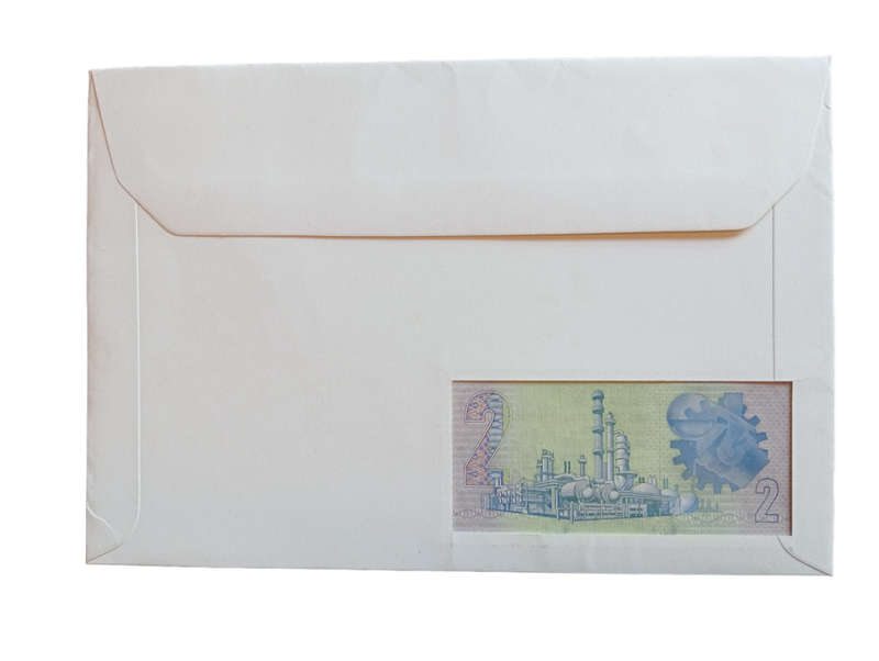 South Africa R2 Note CL Stals AU/UNC - in SA Postage Envelope With Stamps