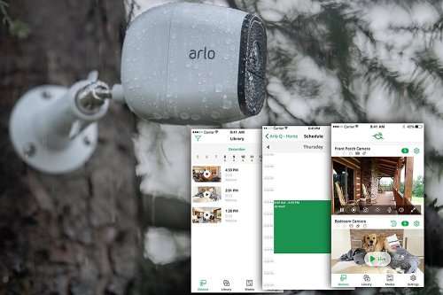 Arlo Pro by NETGEAR Security System with Siren  3 Rechargeable Wire-Free HD Cameras with Audio.