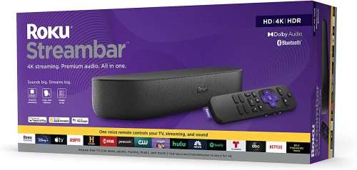 Roku Streambar | 4K/HD/HDR Streaming Media Player and Premium Audio, All In One (Black Friday)