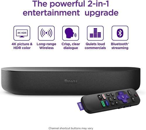 Roku Streambar | 4K/HD/HDR Streaming Media Player and Premium Audio, All In One (Black Friday)
