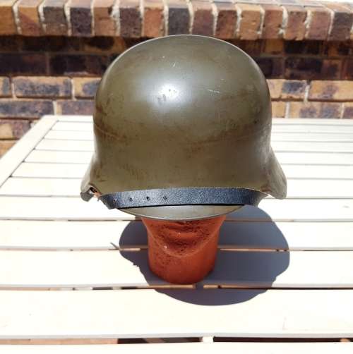 South African Police Green Helmet 1960s-Inscription Kapt H.H. Pretorius