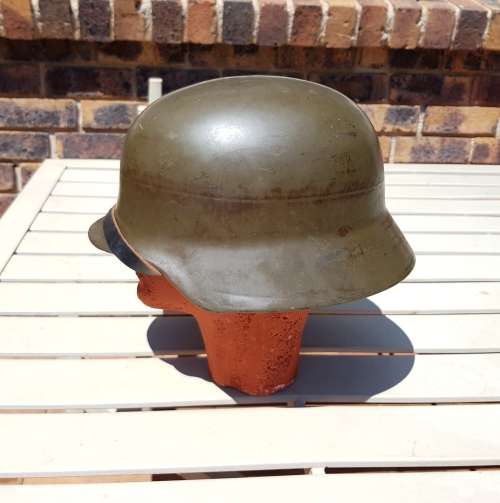 South African Police Green Helmet 1960s-Inscription Kapt H.H. Pretorius
