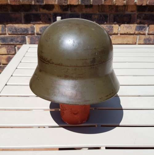 South African Police Green Helmet 1960s-Inscription Kapt H.H. Pretorius