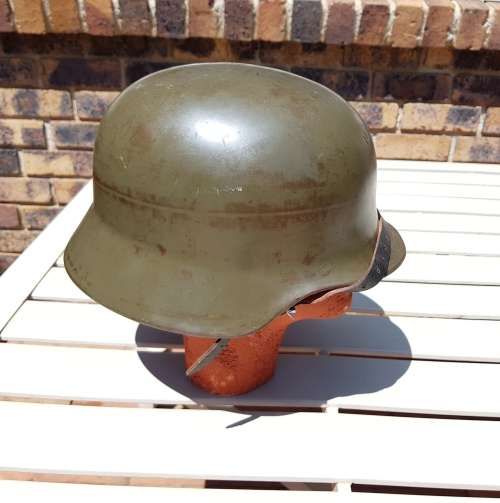 South African Police Green Helmet 1960s-Inscription Kapt H.H. Pretorius