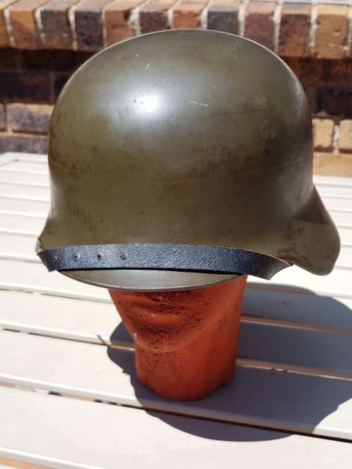 South African Police Green Helmet 1960s-Inscription Kapt H.H. Pretorius