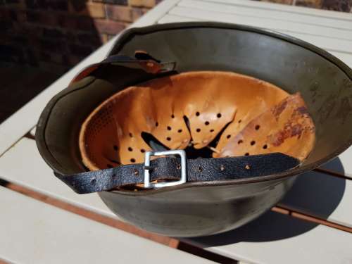 South African Police Green Helmet 1960s-Inscription Kapt H.H. Pretorius