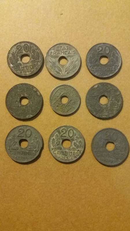 WW2-ETAT Francais 20 Centimes(Vichy State) ZINC 1941 &1942-Tunisie 10 Centimes