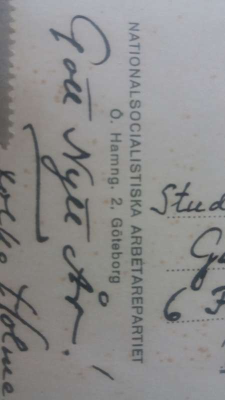 National Socialist Workers Party-.Swedish Socialist Union 1933-1938-Holiday Greetings