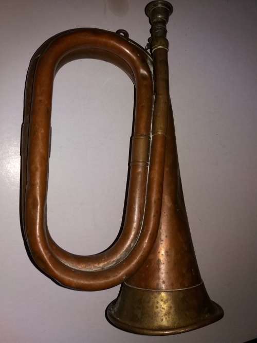 Good condition Brass & Copper Bugle-Maker Nadir Ali & Co ,Meerut 1942.
