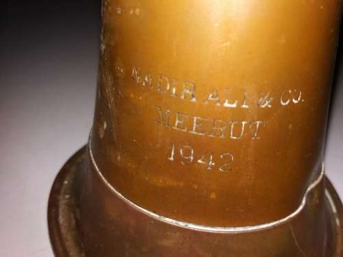 Good condition Brass & Copper Bugle-Maker Nadir Ali & Co ,Meerut 1942.