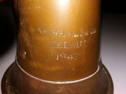 Good condition Brass & Copper Bugle-Maker Nadir Ali & Co ,Meerut 1942.
