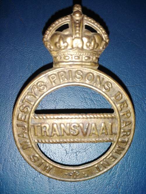 His Majesty's Prison Department-Transvaal Cap Badge 1908-1913-Size 65mm x 45mm  (Owen 1942)