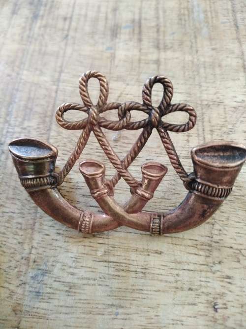 WW1 Crossed  Bugles Proficiency Brass Badge 56mmx 37mm