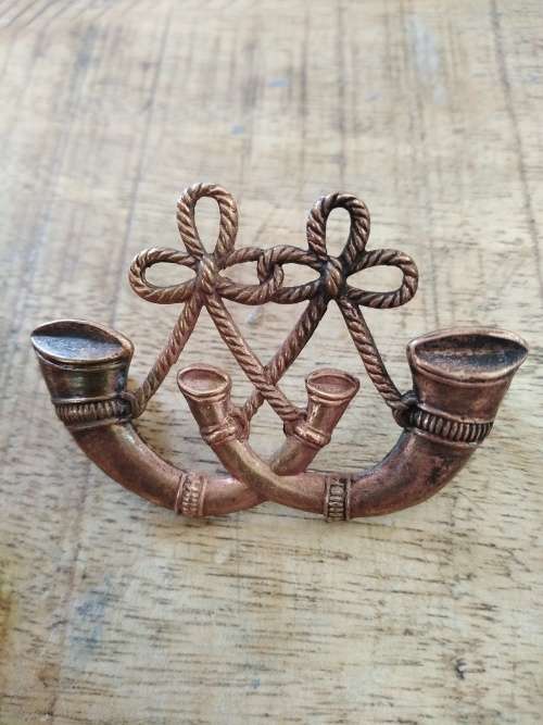 WW1 Crossed  Bugles Proficiency Brass Badge 56mmx 37mm