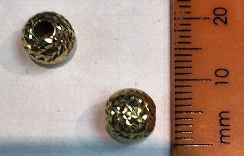 9K solid 9  carat  Gold -  1 x Glitter bead - mm 8