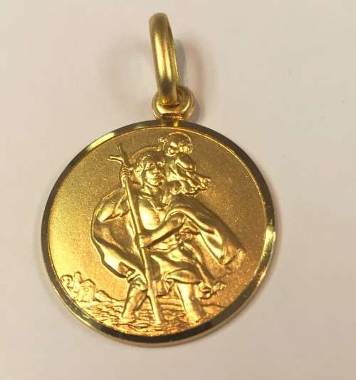 9K / solid 9 carat Gold - Saint Christopher 27mm. wide- nice size for gents