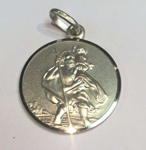 Sterling Silver-Saint Christopher  14mm wide