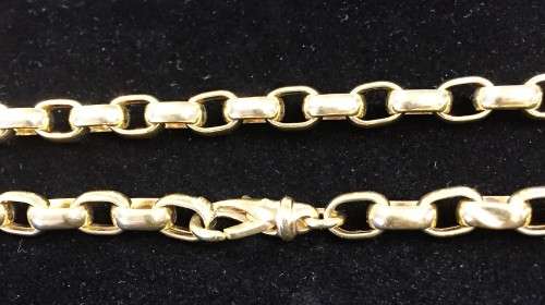 9  carat  Gold,  Oval belcher  necklace cm 60