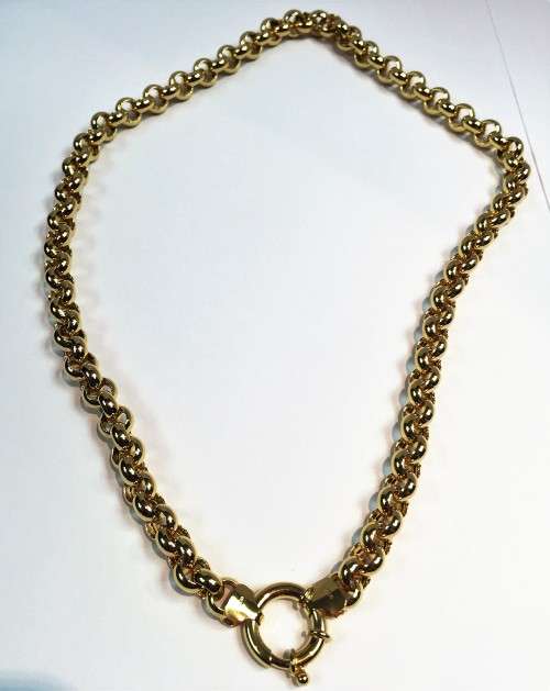 genuine 9 carat - Imported Gold Belcher necklace cm 45- mm 8 wide