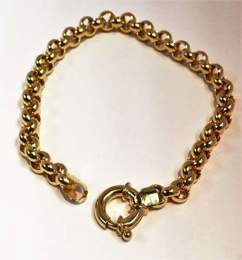 9 carat - imported Gold rolo-Belcher bracelet with signoretti clasp-cm 20 long -Links 5.4 mm wide