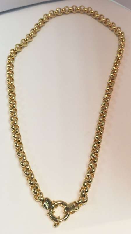genuine 9 carat ---- Imported gold Belcher Links are mm 6.3 wide--- Necklace ---- cm 45 long -
