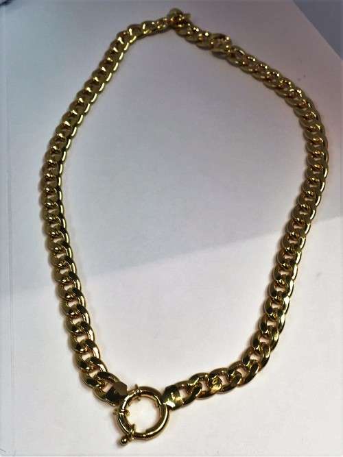 9 carat -----Imported Gold Necklace Flat curb ---- cm 50 long -8 mm wide,with signoretti clasp