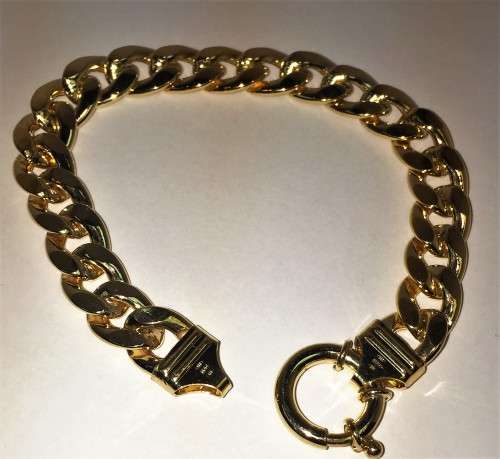 9  carat ------- Gold   Flat curb bracelet  cm 20 long -  10 mm wide