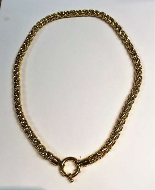 genuine 9 carat --Imported Gold Round Thick Wheat Necklace cm 45 long - 6.5 mm wide