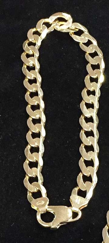 9k 9 carat solid Gold,  Imported Curb bracelet------ Gents cm 21