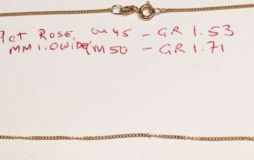 9K  9 carat solid , Rose gold Curb Necklace- ---------   cm 50 long