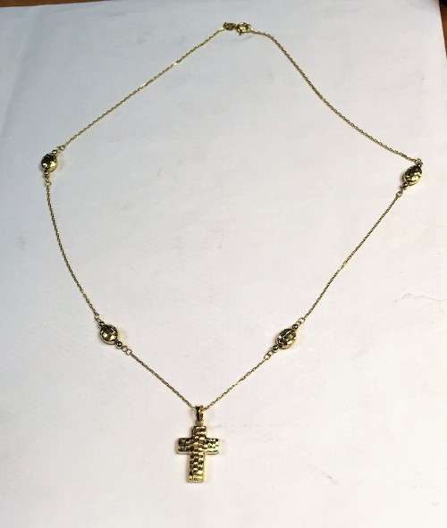 9k / genuine 9 carat gold, Imported Yellow gold cross on a cm 45 necklace ,