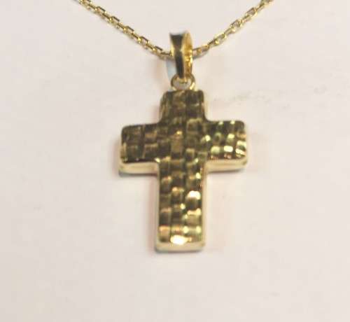 9k / genuine 9 carat gold, Imported Yellow gold cross on a cm 45 necklace ,