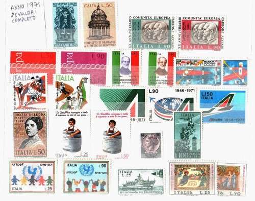 ITALY year 1971-- Unmounted Mint ,Never Hinged complete year,all stamps in sets