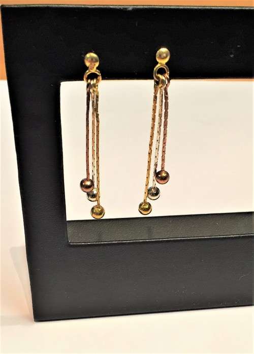 Imported drop earrings ,Solid Sterling Silver 925, with Tricolour Balls