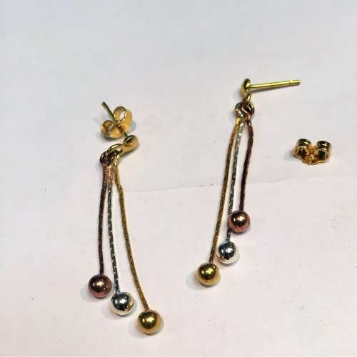 Imported drop earrings ,Solid Sterling Silver 925, with Tricolour Balls