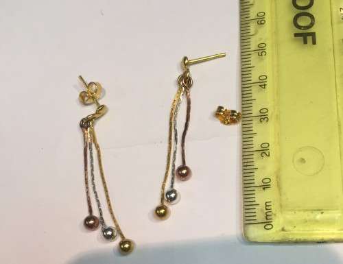 Imported drop earrings ,Solid Sterling Silver 925, with Tricolour Balls