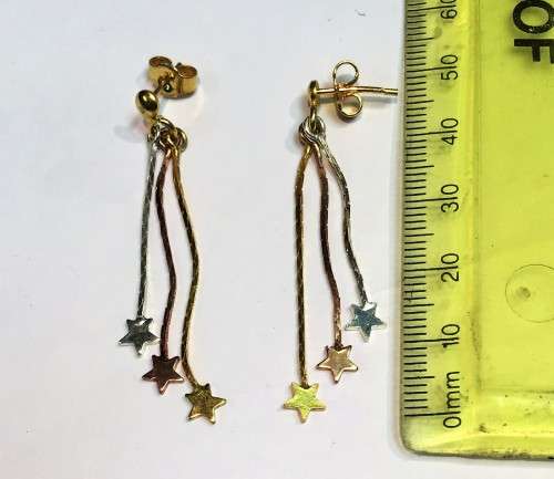 Imported Tricolour Drop earrings ,made of Solid Sterling Silver 925, with cute dangling Stars