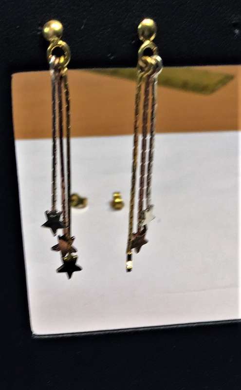 Imported Tricolour Drop earrings ,made of Solid Sterling Silver 925, with cute dangling Stars