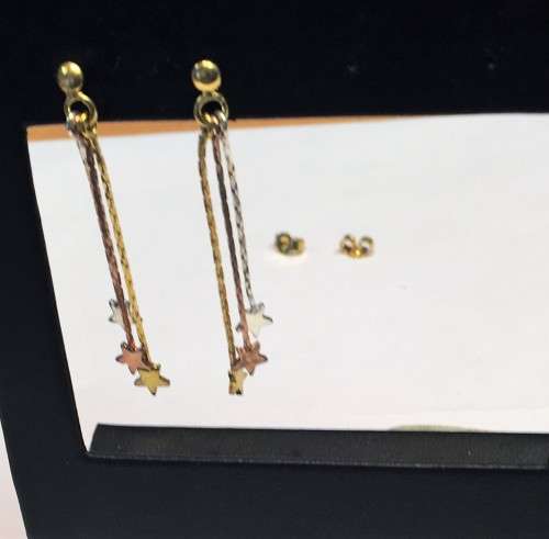 Imported Tricolour Drop earrings ,made of Solid Sterling Silver 925, with cute dangling Stars