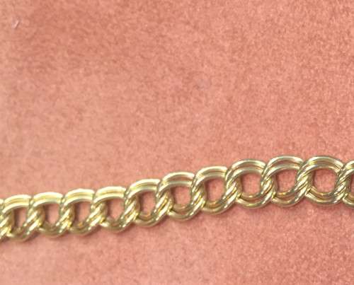9K genuine 9 carat Solid Gold, Double Curb  Necklace-----  cm 40
