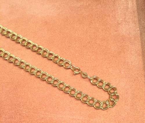 9K genuine 9 carat Solid Gold, Double Curb  Necklace-----  cm 40