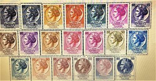 Italy year1955/66 --complete set 20 Unmounted- Syracuse coin - SG887/1009- CV R 400