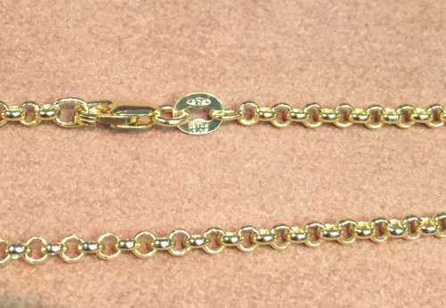 genuine 9 carat -- Imported Gold Belcher - Rolo` necklace -- cm 60 long- links are mm. 2.5 wide