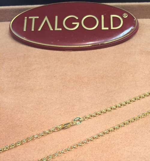 genuine 9 carat -- Imported Gold Belcher - Rolo` necklace -- cm 60 long- links are mm. 2.5 wide