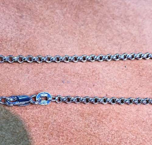 9 carat ----------- imported white Gold Belcher / Rolo necklace links are 2.5 mm wide - cm 50 long