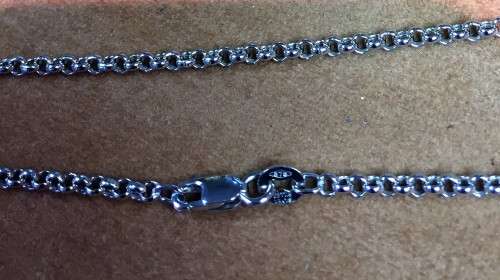 9 carat ----------- imported white Gold Belcher / Rolo necklace links are 2.5 mm wide - cm 50 long