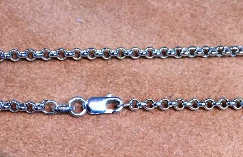 9 carat ----------- imported white Gold Belcher / Rolo necklace links are 2.5 mm wide - cm 50 long