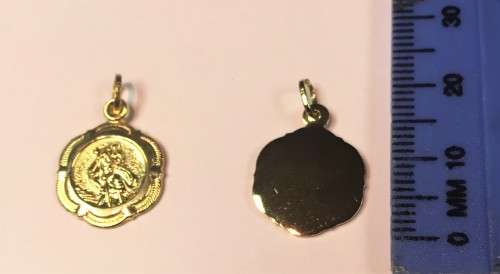 9K- 9 carat genuine yellow Gold - Saint Christopher 17 mm wide