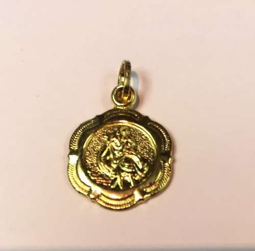 9K- 9 carat genuine yellow Gold - Saint Christopher 17 mm wide