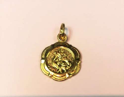 9K- 9 carat genuine yellow Gold - Saint Christopher 17 mm wide